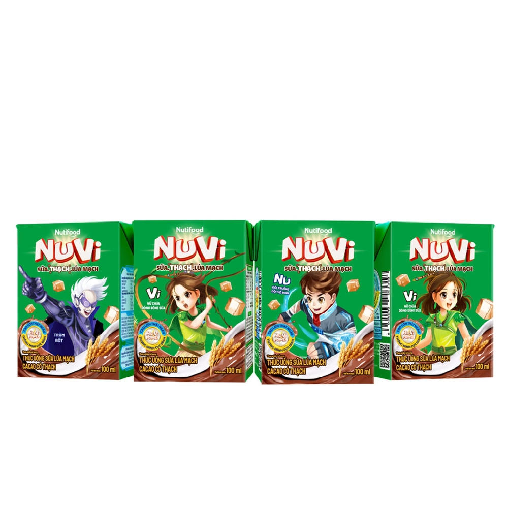 Sữa lúa mạch Nuvi cacao có thạch lốc 4*100ml