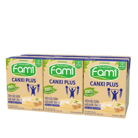 Sữa đậu nành  Fami Canxi Plus  lốc 6*200ml