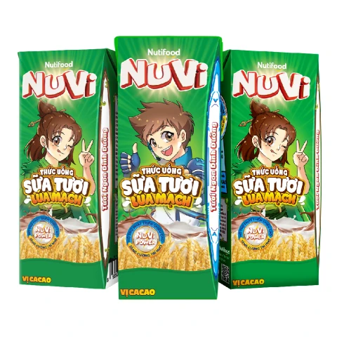 Nuvi  thức uống sữa tươi ca cao lúa mạch 180ml*4/12