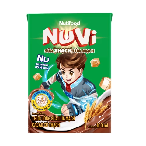 Sữa lúa mạch cacao Nuvi có thạch lốc 4*170ml