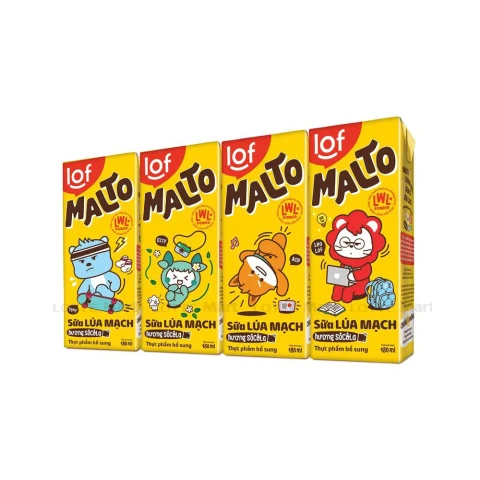 Sữa lúa mạch Lof Malto hương sô cô la lốc 4*180ml