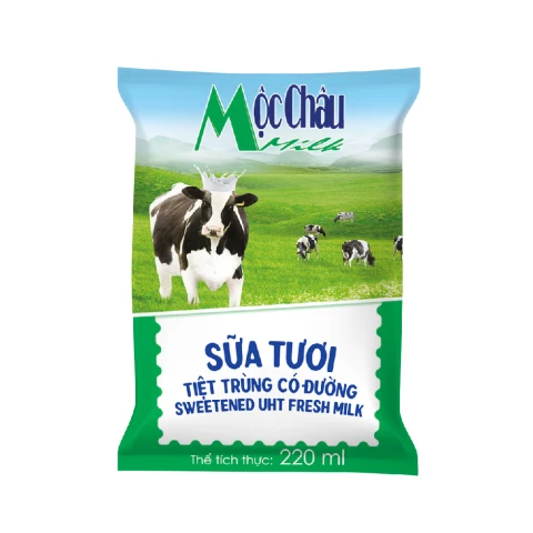 Sữa tươi tiệt trùng Mộc Châu có đường bịch 220ml