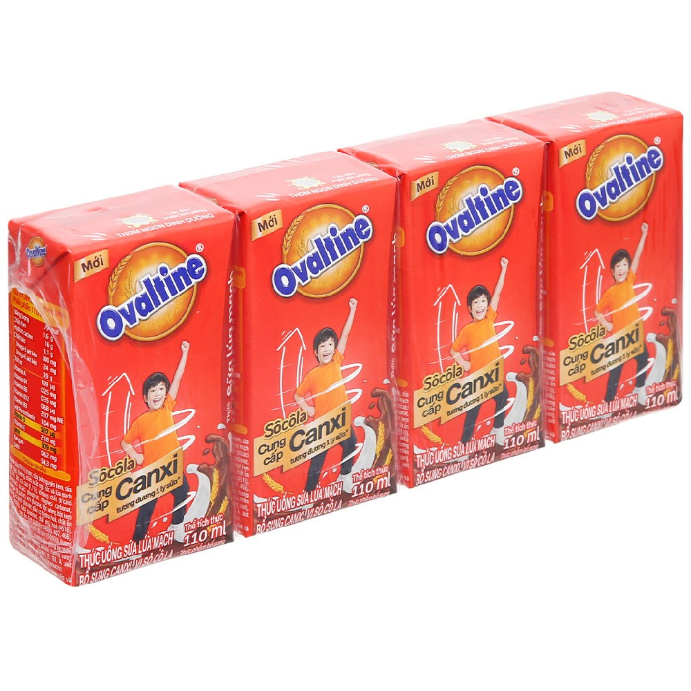 Sữa Ovatin    lúa mạch 2X Canxi lốc 4*110ml