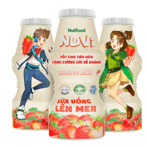 Sữa chua uống lên men Nutimilk NuVi hương dâu lốc 6*100ml