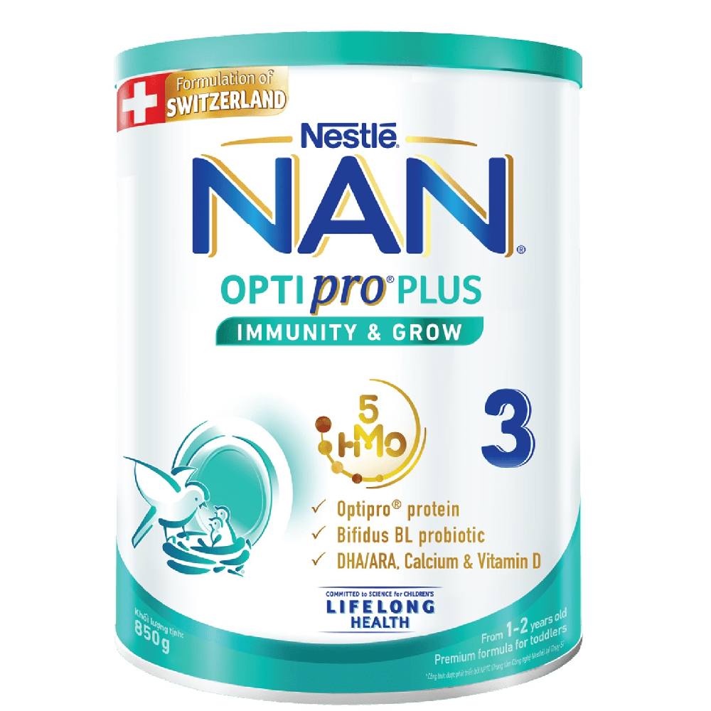 Sữa bột Nan OptiPro Plus số 3 cho trẻ từ 1-2 tuổi 850gr