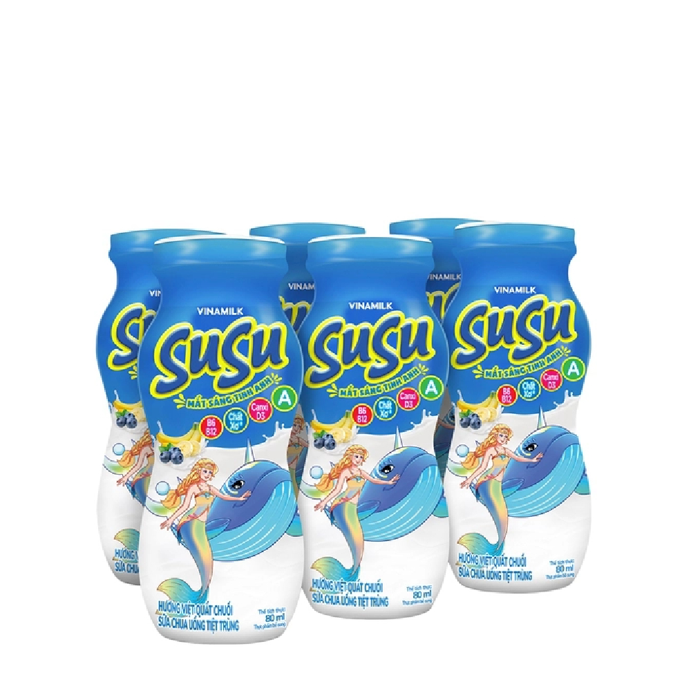 Sữa chua uống  Susu hương việt quất chuối  lốc 6*80ml
