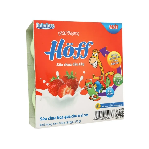 Sữa chua ăn Hoff vị dâu tây lốc 4*55g