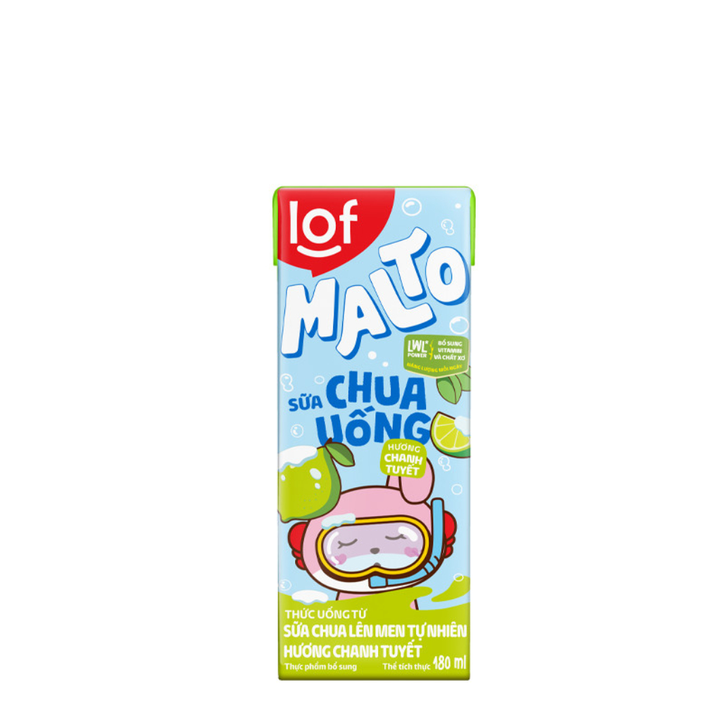 Sữa chua uống Lof Malto hương chanh tuyết lốc 4*180ml