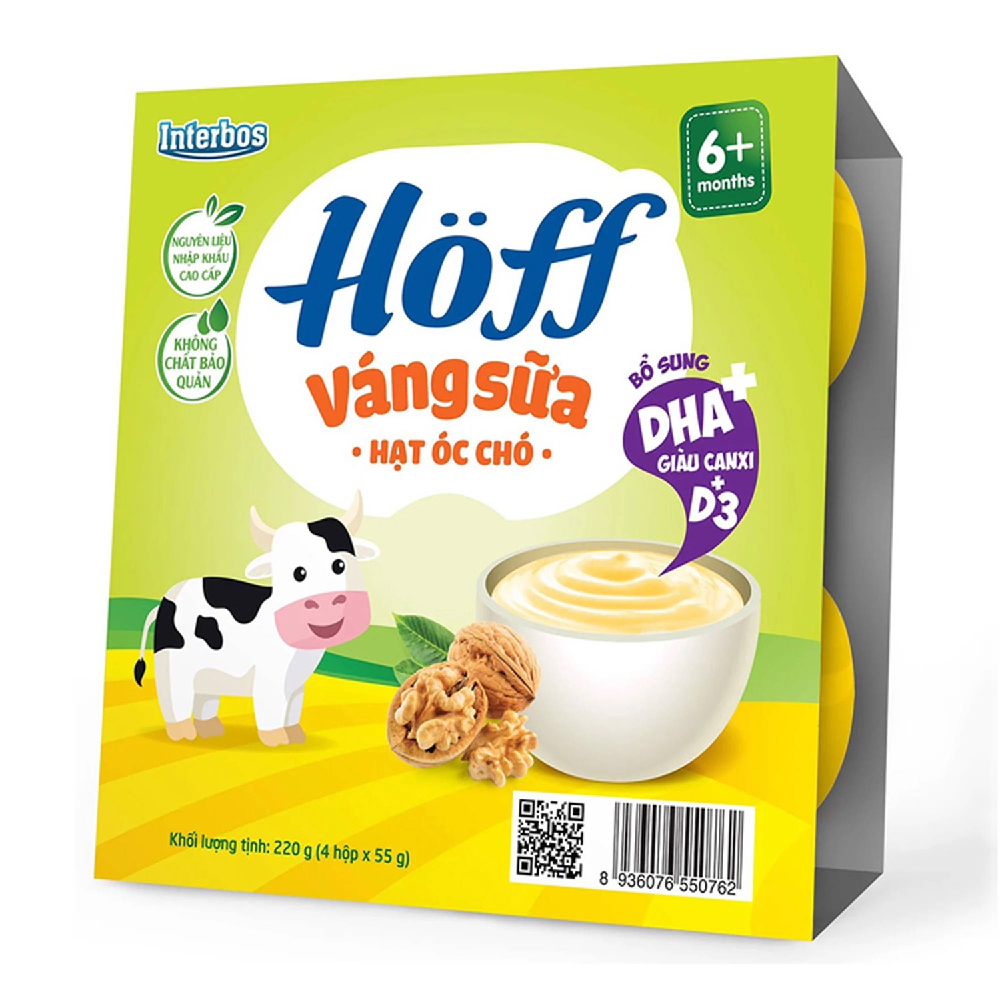 Váng sữa Hoff hạt óc chó lốc 4*55g