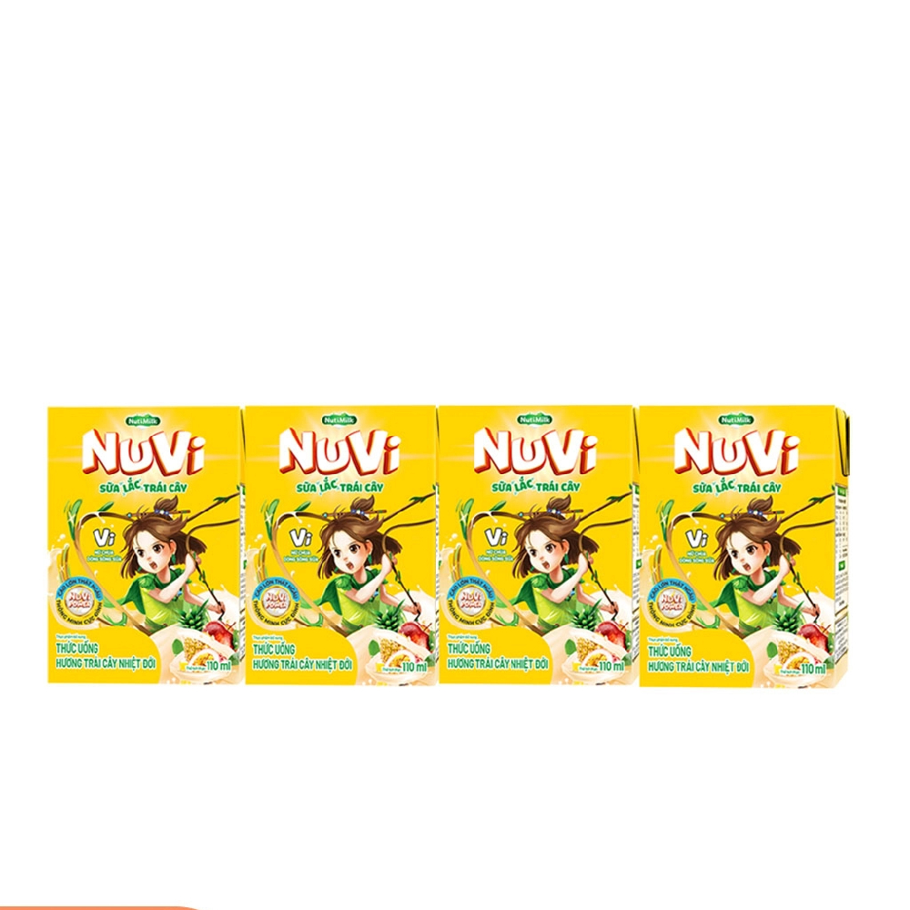 Thức uống sữa tươi trái cây  vị trái cây nhiệt đới  lốc 4*110ml