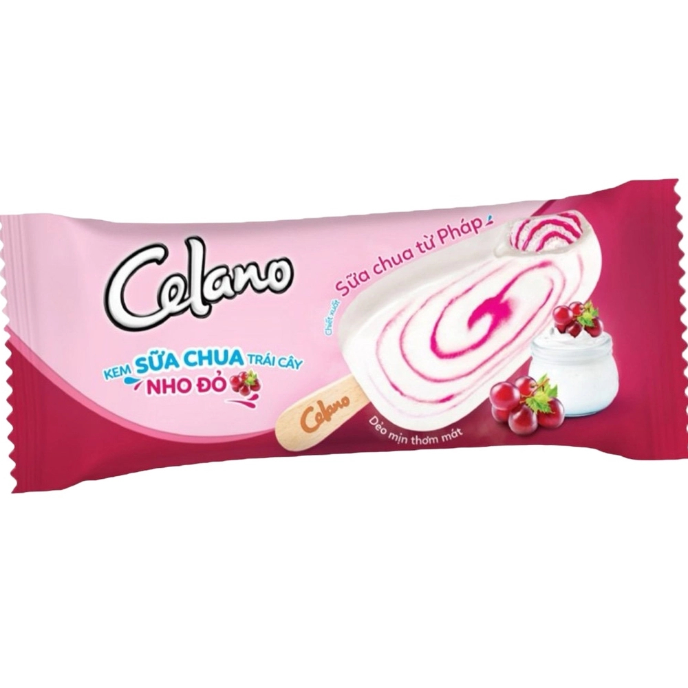 Kem Celano Sữa chua trái cây vị nho đỏ 65gr