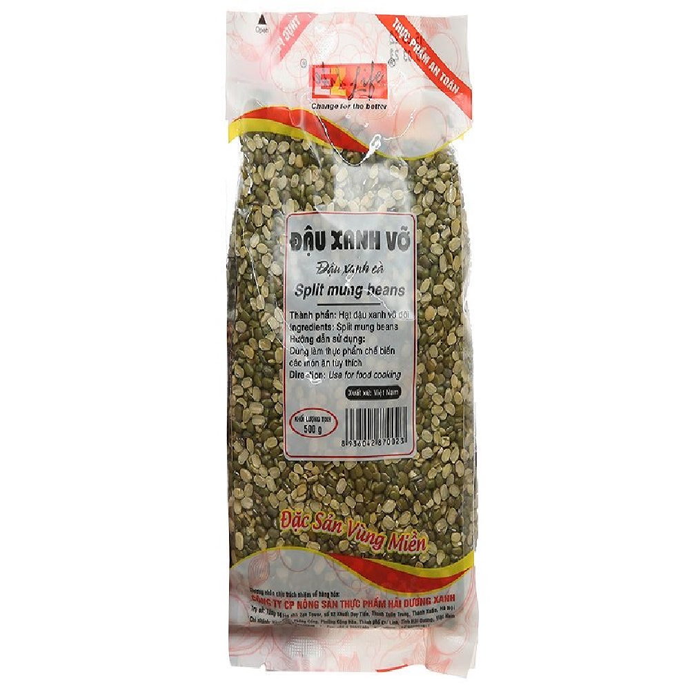 Đậu xanh EZ life vỡ còn vỏ 500gr