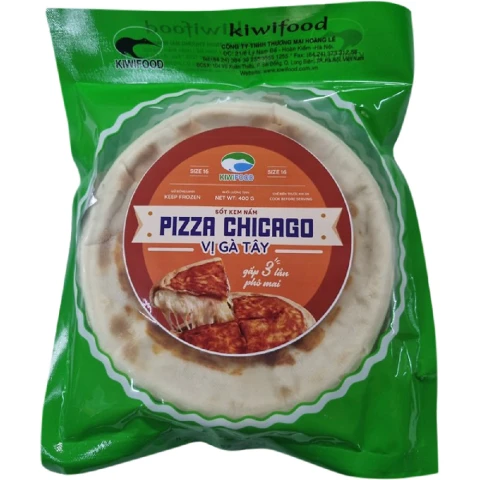 Bánh pizza Chicago  Kiwifood vị gà tây sốt kem nấm 400g 