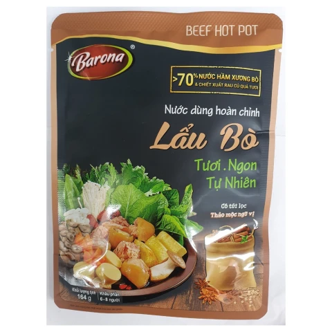 Nước dùng hoàn chỉnh Barona lẩu bò 164gr