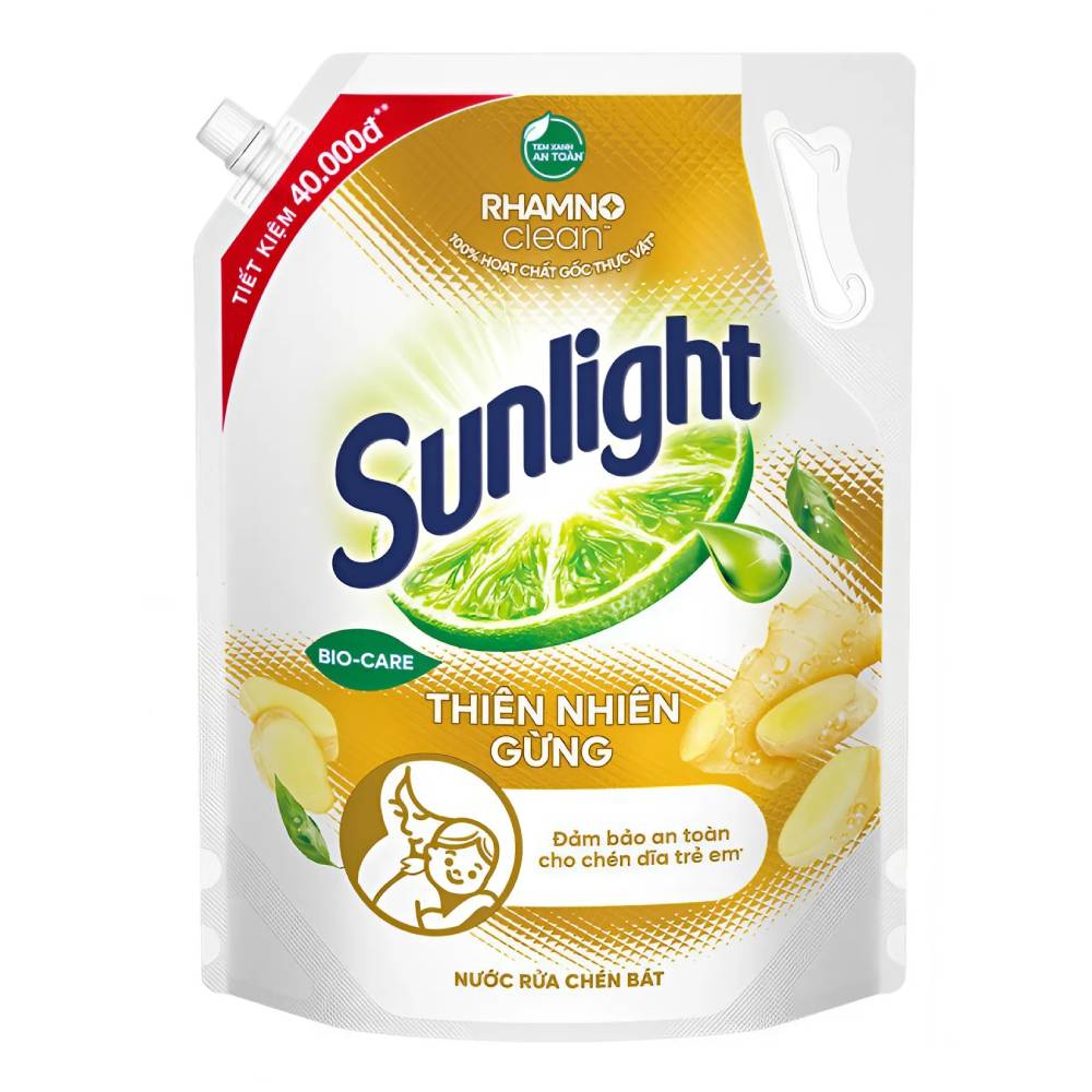 Nước rửa chén Sunlight Thiên nhiên Gừng túi  3.3KG