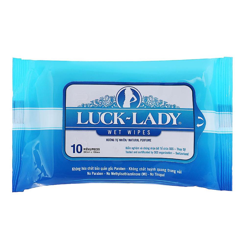 Khăn ướt  Lucky Lady mùi 10 tờ x3 + khuyến mại