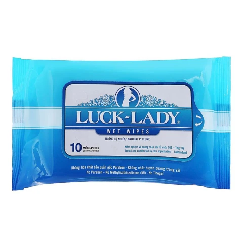 Khăn ướt  Lucky Lady mùi 10 tờ x3 + khuyến mại