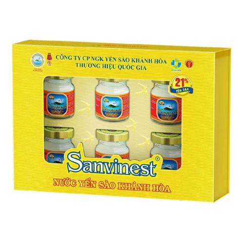 Hộp quà nước yến sào  Sanvinest 21% yến sào có đường 6 lọ*70ml