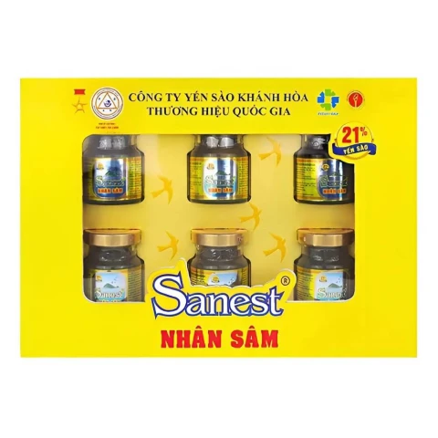 Hộp nước yến sào  Sanvinest 21% yến sào nhân sâm 6 lọ*70ml