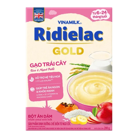 Bột ăn dặm Ridielac gạo trái cây VNM HG 200g/24