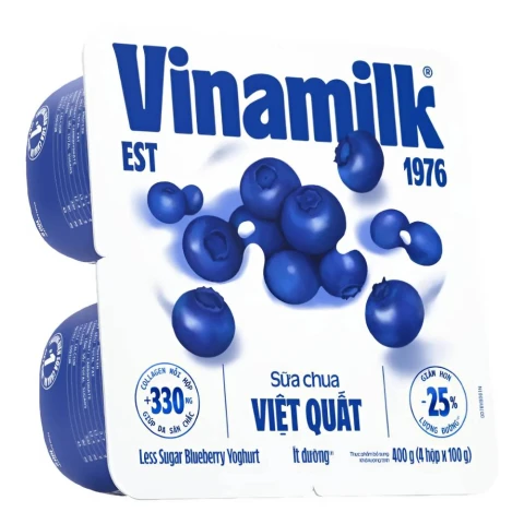 Sữa chua  Vinamilk việt quất ít đường - collagen vỉ 4*100gr
